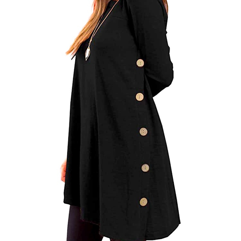 Button side asymmetrical tunic/dress